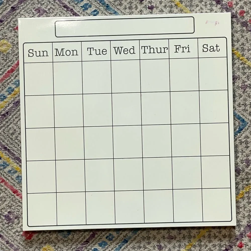 Dry Erase Wall Hanging Monthly Calendar Board with Days of the Week 16”x16”